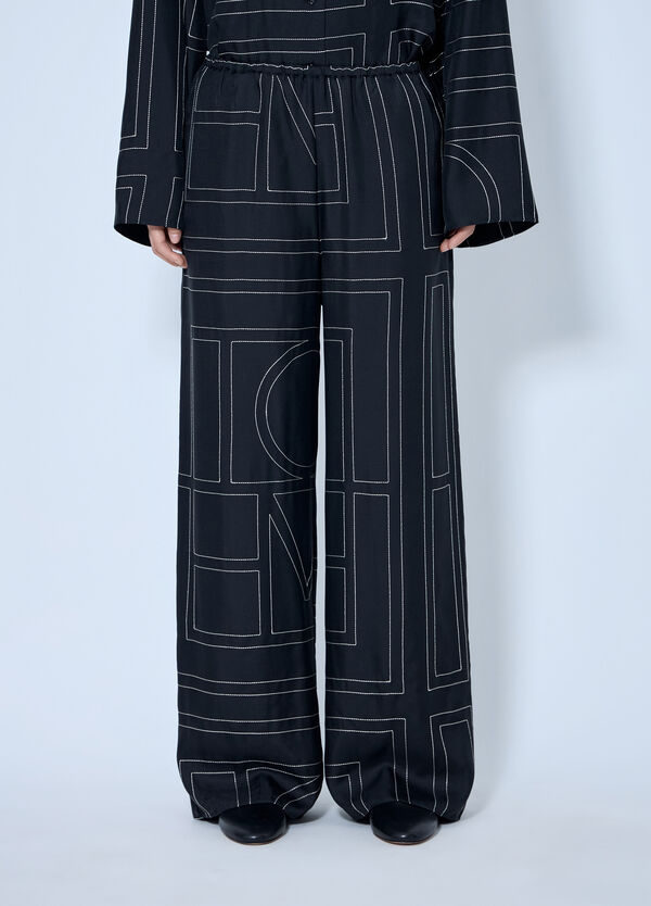 Toteme Monogram Silk Pj Pants Black tot0265079